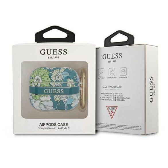 Guess GUA3HHFLN AirPods 3 zöld Flower Strap Collection tok