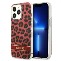   Guess GUHCP13LHSLEOR iPhone 13 Pro / 13 6,1" piros Leopard keménytok