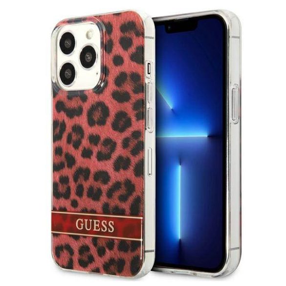 Guess GUHCP13LHSLEOR iPhone 13 Pro / 13 6,1" piros Leopard keménytok