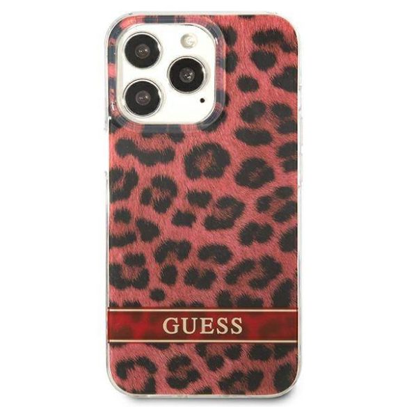 Guess GUHCP13LHSLEOR iPhone 13 Pro / 13 6,1" piros Leopard keménytok