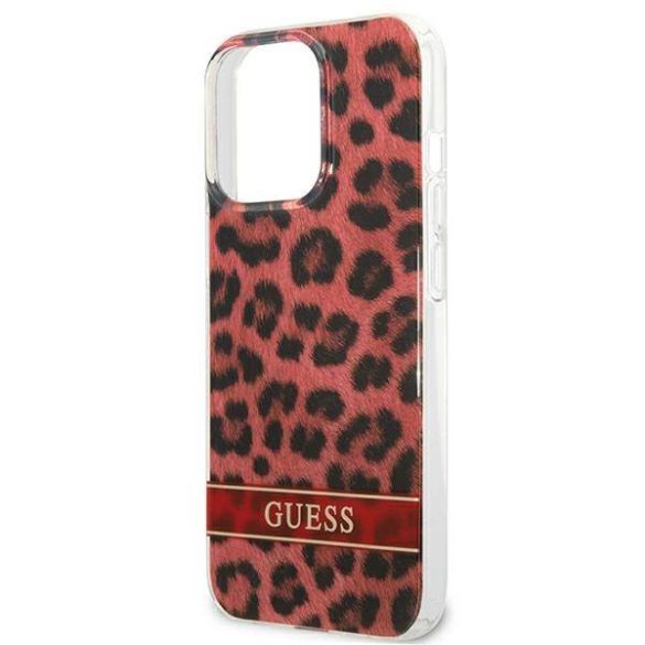 Guess GUHCP13LHSLEOR iPhone 13 Pro / 13 6,1" piros Leopard keménytok