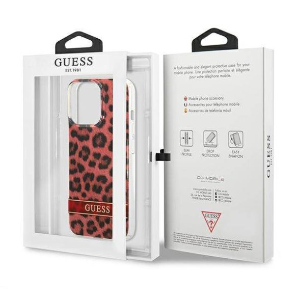 Guess GUHCP13LHSLEOR iPhone 13 Pro / 13 6,1" piros Leopard keménytok