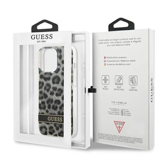 Guess GUHCP13LHSLEOK iPhone 13 Pro / 13 6,1" szürke Leopárd keménytok