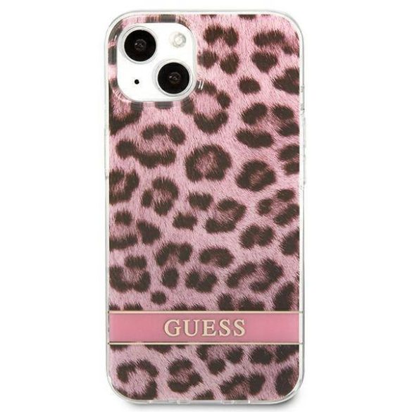 Guess GUHCP13MHSLEOP iPhone 13 / 14 / 15 6.1" rózsaszín keménytok Leopard