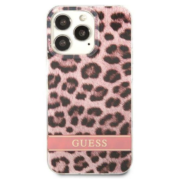 Guess GUHCP13LHSLEOP iPhone 13 Pro / 13 6,1" rózsaszín Leopard keménytok