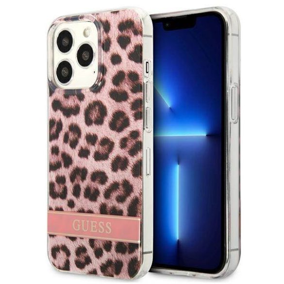 Guess GUHCP13XHSLEOP iPhone 13 Pro Max 6,7" rózsaszín keménytok Leopard