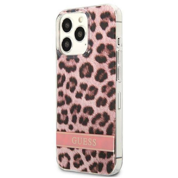Guess GUHCP13XHSLEOP iPhone 13 Pro Max 6,7" rózsaszín keménytok Leopard