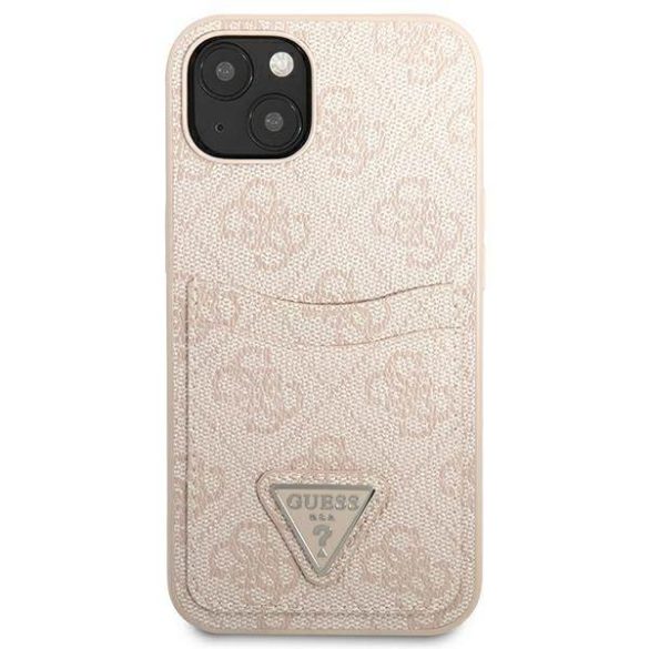 Guess GUHCP13SP4TPP iPhone 13 mini 5,4" rózsaszín 4G háromszög logó Cardslot keménytok