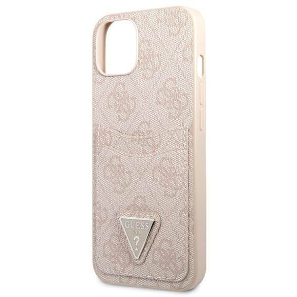 Guess GUHCP13SP4TPP iPhone 13 mini 5,4" rózsaszín 4G háromszög logó Cardslot keménytok