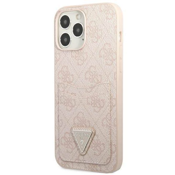 Guess GUHCP13LP4TPP iPhone 13 Pro / 13 6,1" rózsaszín 4G háromszög logó Cardslot keménytok