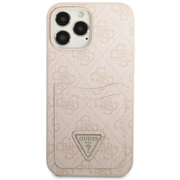 Guess GUHCP13LP4TPP iPhone 13 Pro / 13 6,1" rózsaszín 4G háromszög logó Cardslot keménytok