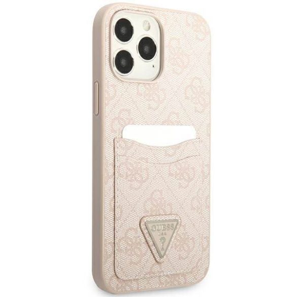 Guess GUHCP13LP4TPP iPhone 13 Pro / 13 6,1" rózsaszín 4G háromszög logó Cardslot keménytok