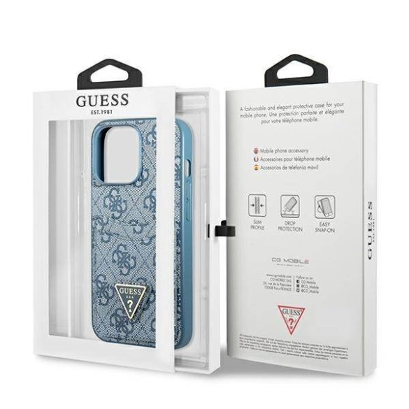 Guess GUHCP13LP4TPB iPhone 13 Pro / 13 6,1" kék 4G háromszög logó Cardslot keménytok