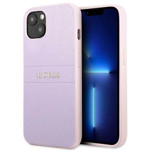 Guess GUHCP13MPSASBPU iPhone 13 6.1" lila szafiano beleégetett logó és fém logó tok