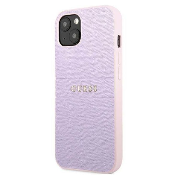 Guess GUHCP13MPSASBPU iPhone 13 6.1" lila szafiano beleégetett logó és fém logó tok