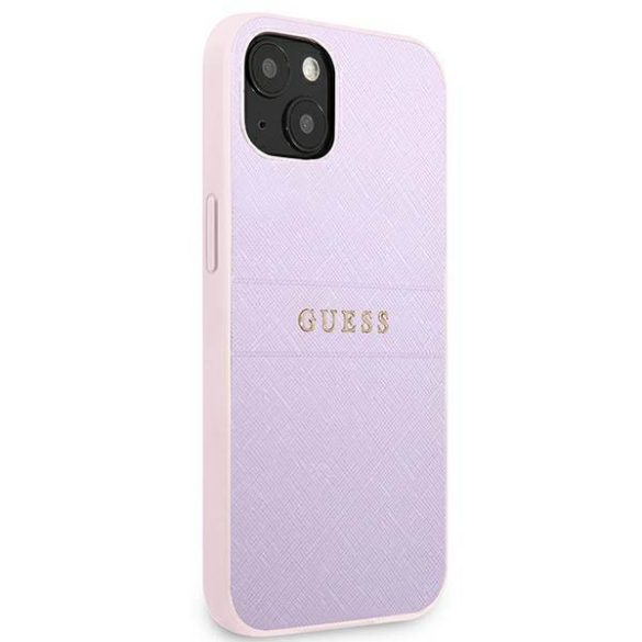 Guess GUHCP13MPSASBPU iPhone 13 6.1" lila szafiano beleégetett logó és fém logó tok