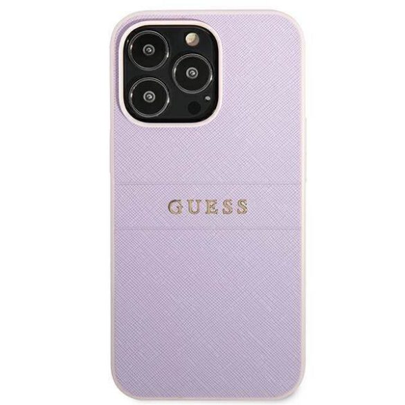 Guess GUHCP13LPSASBPU iPhone 13 Pro / 13 6,1" lila Saffiano Hot Stamp & Metal Logo tok