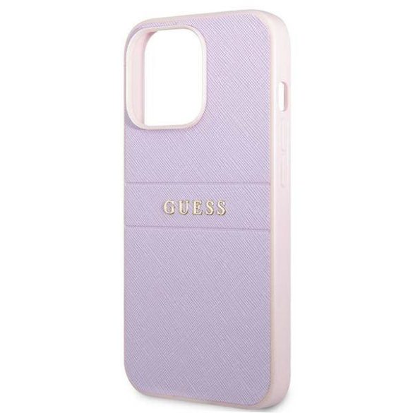 Guess GUHCP13LPSASBPU iPhone 13 Pro / 13 6,1" lila Saffiano Hot Stamp & Metal Logo tok