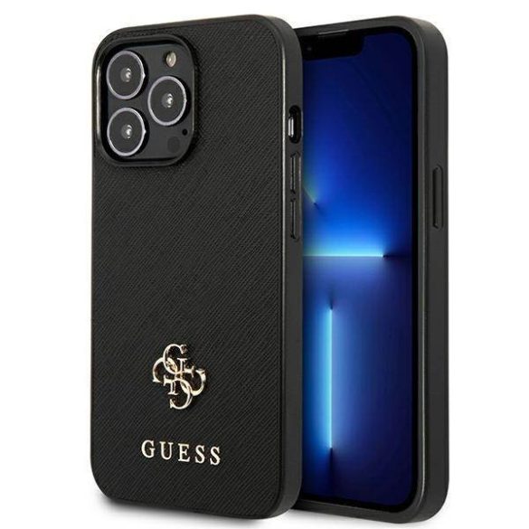 Guess GUHCP13LPS4MK iPhone 13 Pro / 13 6,1" fekete Saffiano 4G kis fém logós keménytok