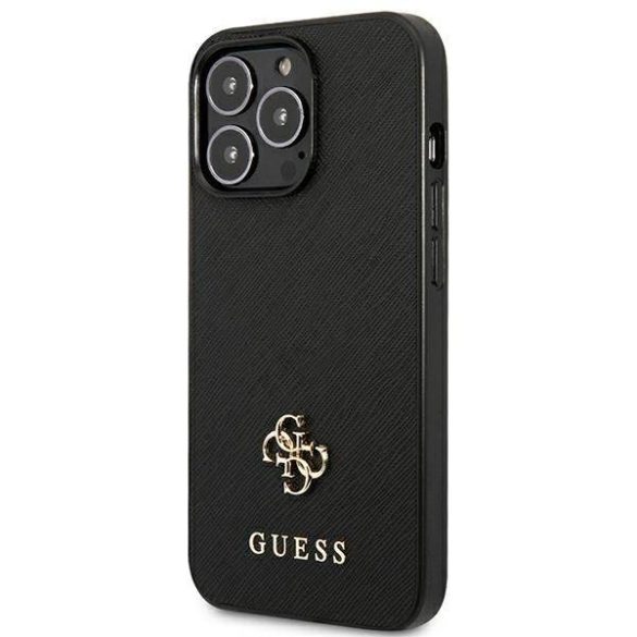 Guess GUHCP13LPS4MK iPhone 13 Pro / 13 6,1" fekete Saffiano 4G kis fém logós keménytok