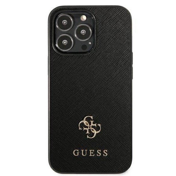 Guess GUHCP13LPS4MK iPhone 13 Pro / 13 6,1" fekete Saffiano 4G kis fém logós keménytok