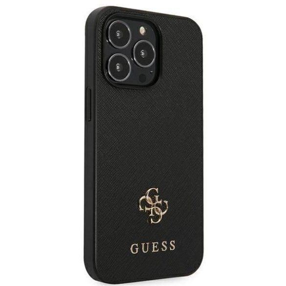 Guess GUHCP13LPS4MK iPhone 13 Pro / 13 6,1" fekete Saffiano 4G kis fém logós keménytok