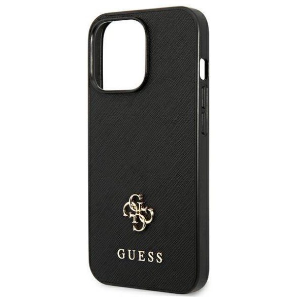 Guess GUHCP13LPS4MK iPhone 13 Pro / 13 6,1" fekete Saffiano 4G kis fém logós keménytok