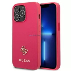   Guess GUHCP13LPS4MF iPhone 13 Pro / 13 6,1" rózsaszín Saffiano 4G kis fém logós keménytok