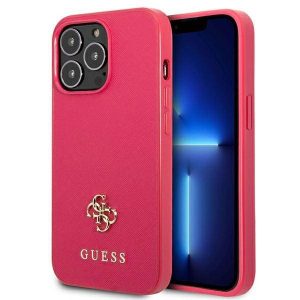 Guess GUHCP13LPS4MF iPhone 13 Pro / 13 6,1" rózsaszín Saffiano 4G kis fém logós keménytok