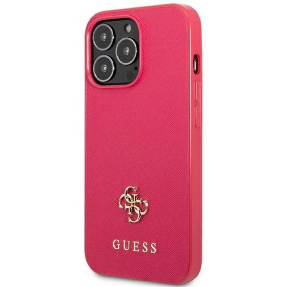 Guess GUHCP13LPS4MF iPhone 13 Pro / 13 6,1" rózsaszín Saffiano 4G kis fém logós keménytok