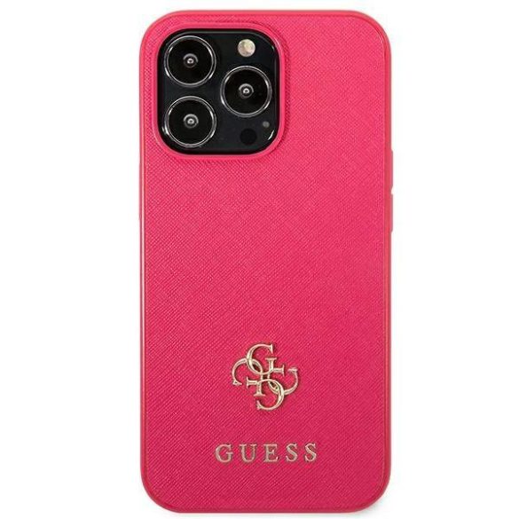 Guess GUHCP13LPS4MF iPhone 13 Pro / 13 6,1" rózsaszín Saffiano 4G kis fém logós keménytok