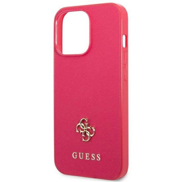 Guess GUHCP13LPS4MF iPhone 13 Pro / 13 6,1" rózsaszín Saffiano 4G kis fém logós keménytok