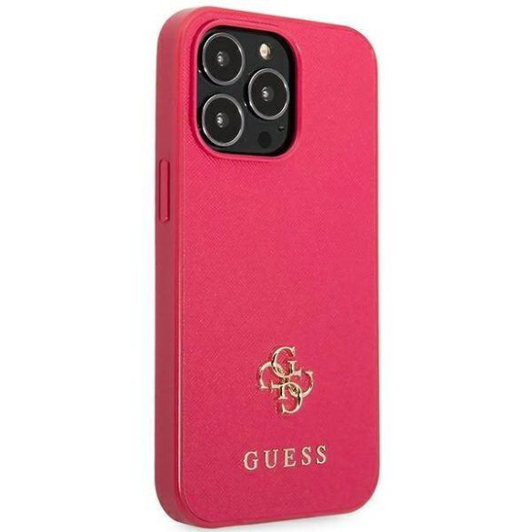 Guess GUHCP13XPS4MF iPhone 13 Pro Max 6,7" rózsaszín Saffiano 4G kis fém logós keménytok