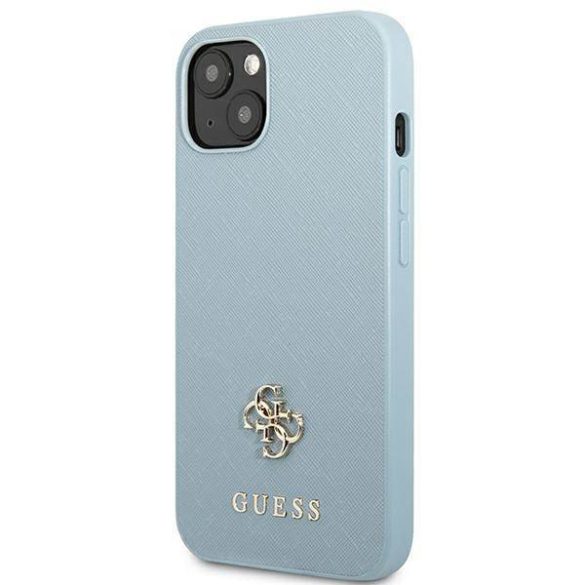 Guess GUHCP13MPS4MB iPhone 13 / 14 / 15 6.1" kék keménytok Saffiano 4G kis fém logó