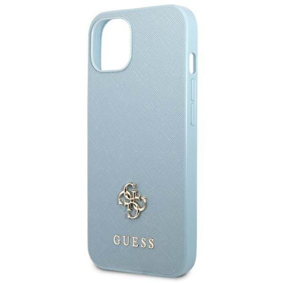 Guess GUHCP13MPS4MB iPhone 13 / 14 / 15 6.1" kék keménytok Saffiano 4G kis fém logó