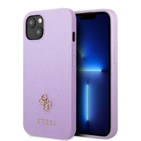 Guess GUHCP13SPS4MU iPhone 13 mini 5,4" lila Saffiano 4G kis fém logós keménytok