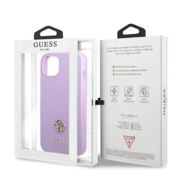 Guess GUHCP13SPS4MU iPhone 13 mini 5,4" lila Saffiano 4G kis fém logós keménytok