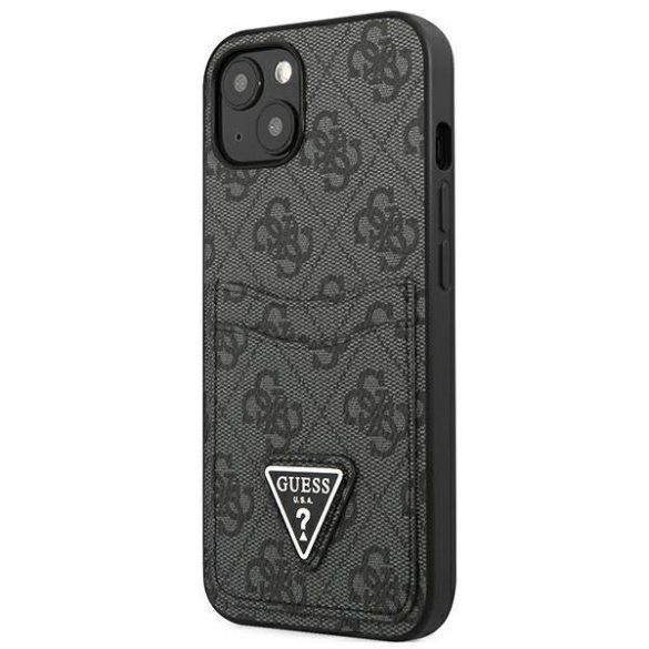 Guess GUHCP13SP4TPK iPhone 13 mini 5,4" fekete 4G háromszög logó Cardslot keménytok