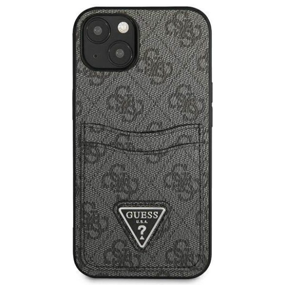 Guess GUHCP13SP4TPK iPhone 13 mini 5,4" fekete 4G háromszög logó Cardslot keménytok