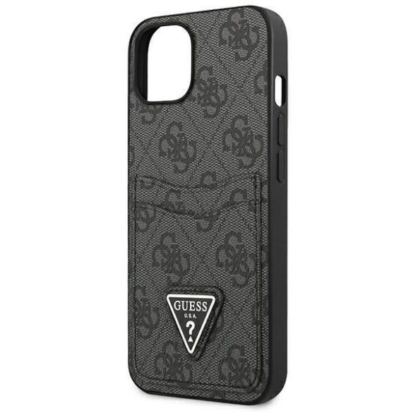 Guess GUHCP13SP4TPK iPhone 13 mini 5,4" fekete 4G háromszög logó Cardslot keménytok