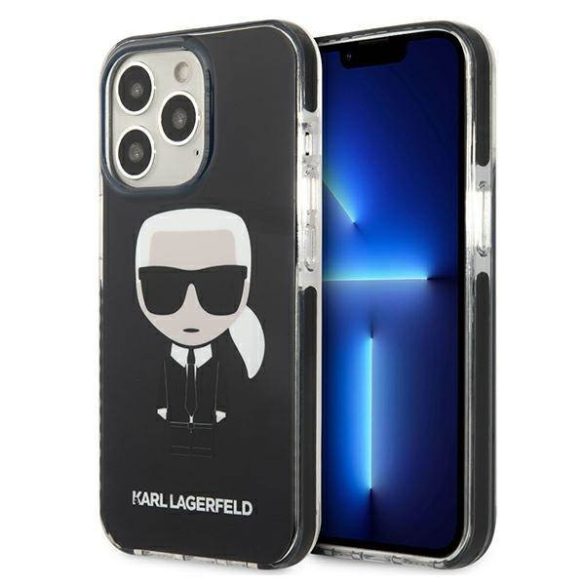 Karl Lagerfeld KLHCP13LTPEIKK iPhone 13 Pro / 13 6,1" keménytok fekete ikonikus Karl Lagerfeld