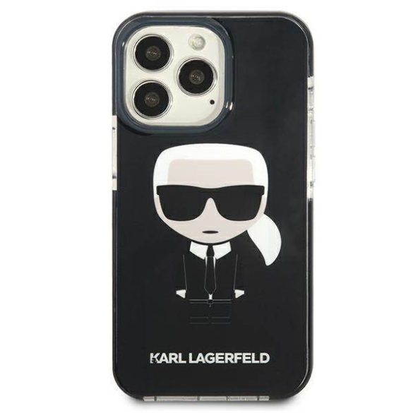 Karl Lagerfeld KLHCP13LTPEIKK iPhone 13 Pro / 13 6,1" keménytok fekete ikonikus Karl Lagerfeld