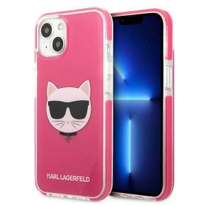 Karl Lagerfeld KLHCP13MTPECPI iPhone 13 / 14 / 15 6,1" keménytok fukszia Choupette Head