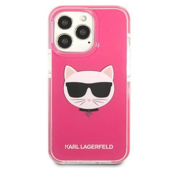 Karl Lagerfeld KLHCP13LTPECPI iPhone 13 Pro / 13 6,1" keménytok fukszia Choupette fej