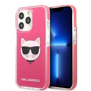 Karl Lagerfeld KLHCP13XTPECPI iPhone 13 Pro Max 6,7" keménytok fukszia Choupette fej tok