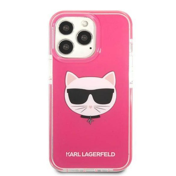 Karl Lagerfeld KLHCP13XTPECPI iPhone 13 Pro Max 6,7" keménytok fukszia Choupette fej tok