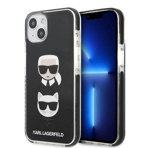 Karl Lagerfeld KLHCP13STPE2TK iPhone 13 mini 5,4" keménytok fekete Karl&Choupette fej tok