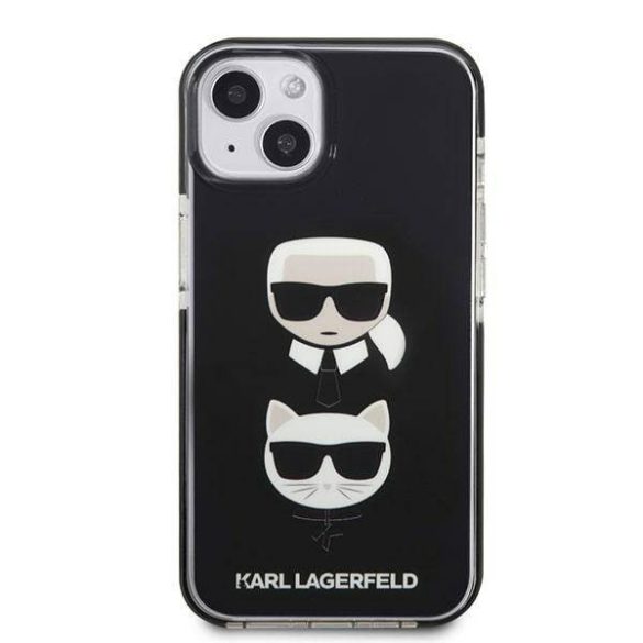 Karl Lagerfeld KLHCP13STPE2TK iPhone 13 mini 5,4" keménytok fekete Karl&Choupette fej tok