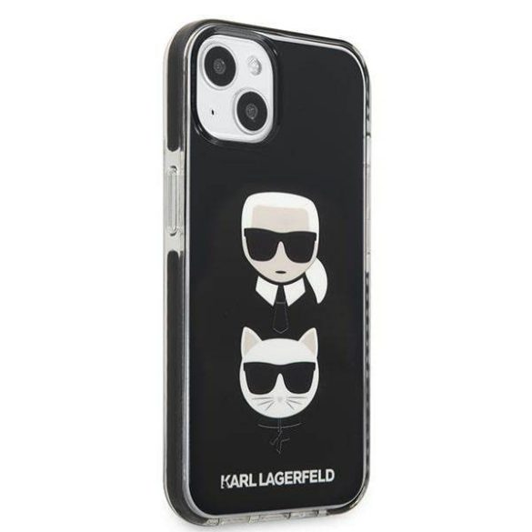 Karl Lagerfeld KLHCP13STPE2TK iPhone 13 mini 5,4" keménytok fekete Karl&Choupette fej tok