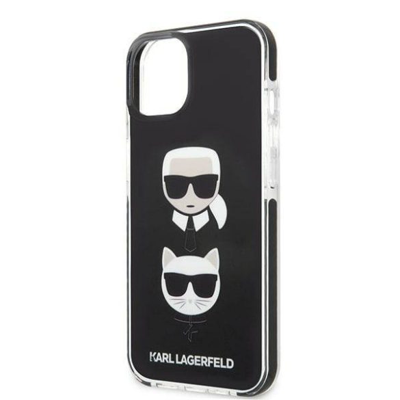 Karl Lagerfeld KLHCP13STPE2TK iPhone 13 mini 5,4" keménytok fekete Karl&Choupette fej tok